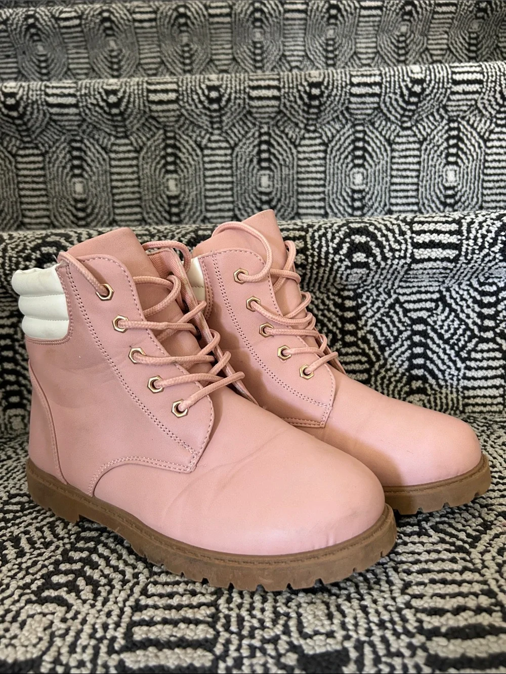 Girl’s Waterproof Pink Lace-Up  Boots